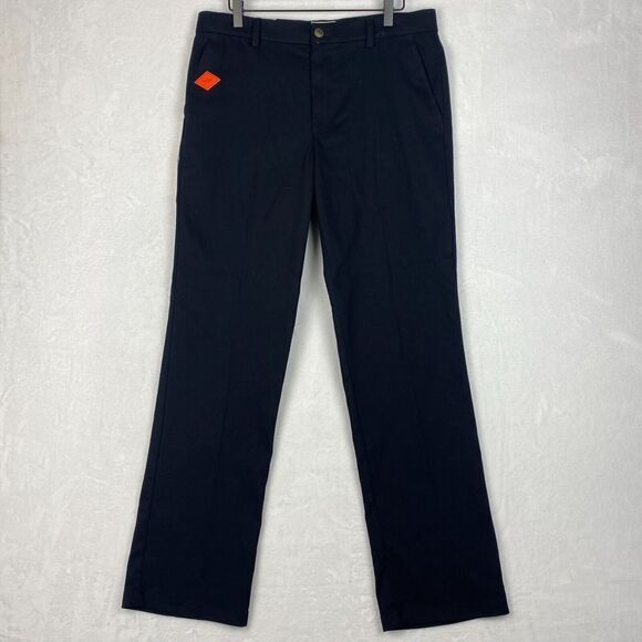 St Johns Bay Pants Mens 32x32 Black Flat Front Straight Leg Classic Fit Stretch - Picture 1 of 13